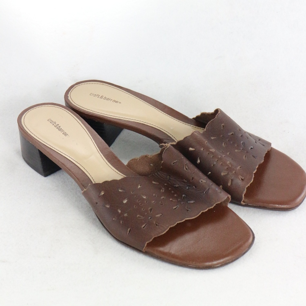 CROFT & BARROW Carey Brown Low Heel Sandals